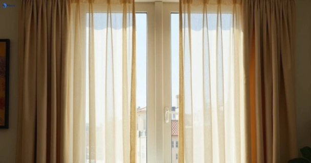 Dull dusty drapes in cashmere before professional cleaning